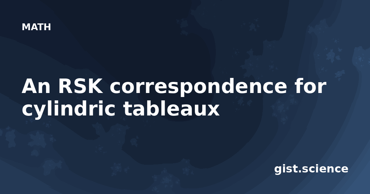 An RSK correspondence for cylindric tableaux — Plain-Language ...