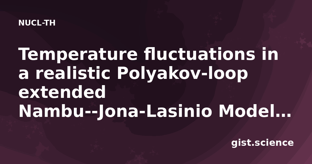 Temperature fluctuations in a realistic Polyakov-loop extended Nambu--Jona-Lasinio Model along the freeze-out line